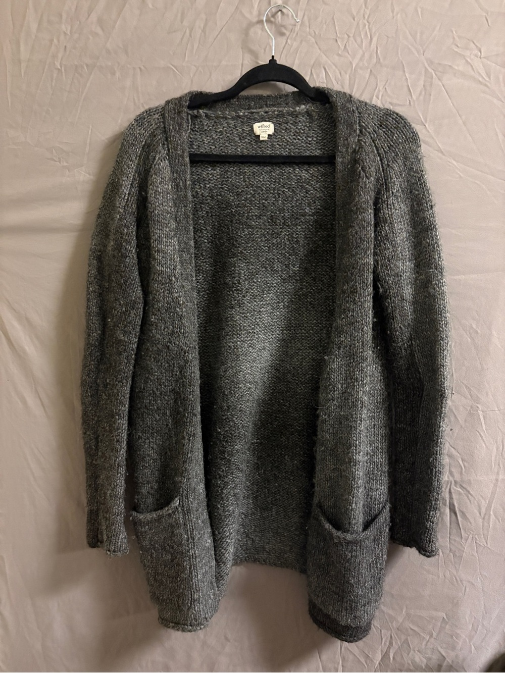 Wilfred Gray Open-Front Knit Cardigan with Pockets